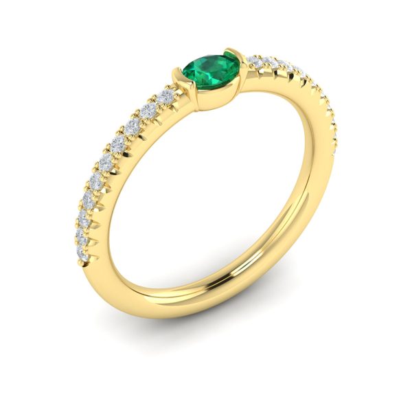 Vlora Sofia 14k Yellow Gold Diamond and Emerald Ring VR60135E Cheap