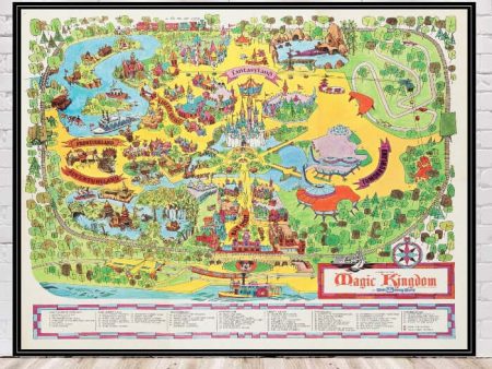 1973 Disney World Map Poster Magic Kingdom Map Vintage Disney Poster Disney Map Poster poster Disney World Poster Ride Map Attraction Poster Fashion