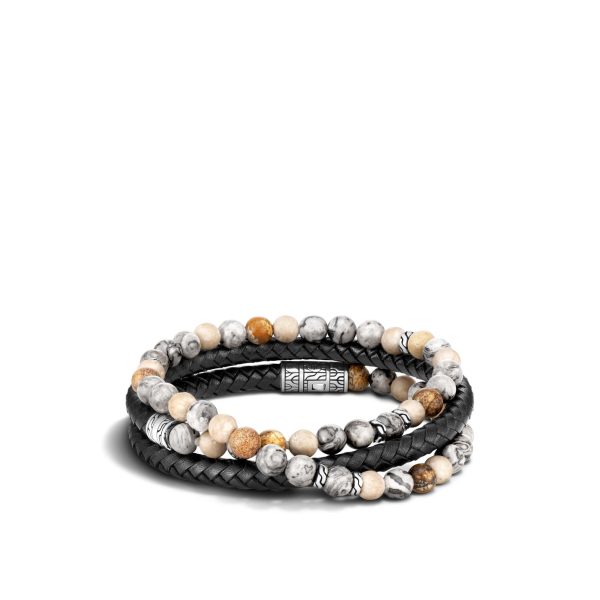 John Hardy Chain Wrap Bracelet with Black Jasper BMS900260 Online