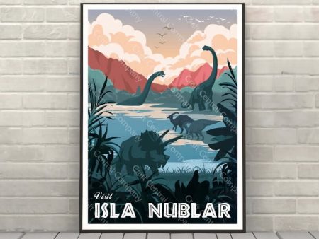 Jurassic Park Poster Isla Nublar Poster Attraction Poster Universal Studios Poster Vintage Classic Movie Poster Jurassic Park ride posters For Cheap