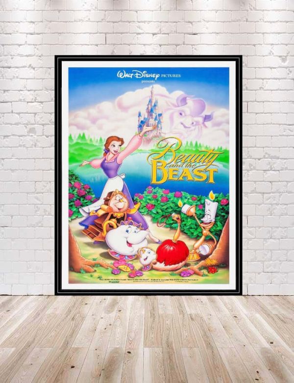 Beauty and the Beast Poster Disney Movie Poster Vintage Disney Poster Classic Disneyland Posters Walt Disney World Poster Wall Art Nursery Supply