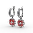 FANA Ruby and Diamond Cluster Drop Earrings ER1576R Online now