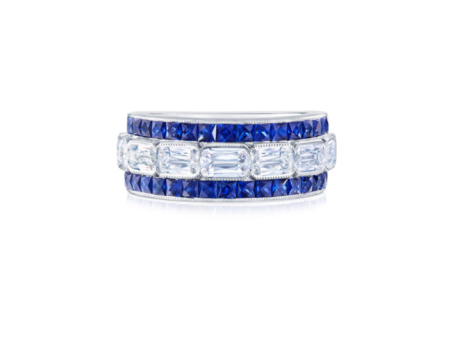 KWIAT ASHOKA Diamond and Sapphire Ring W-30041S-20-DIASAP-PLAT on Sale