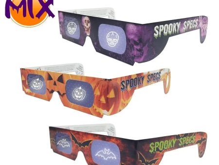 3 Spooky Specs Cardboard Glasses Set - (Bats, Skulls, Jack-O-Lanterns) - NEW For Discount