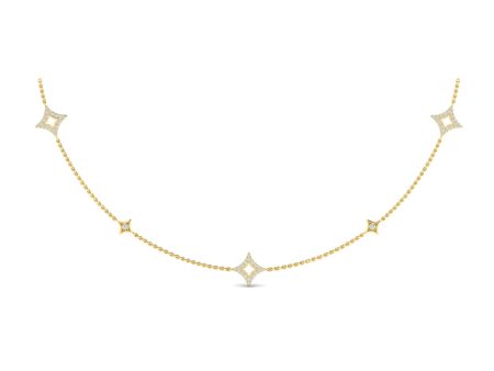 Vlora Estrella 14k Yellow Gold and Diamond Station Necklace VN60226 Online Sale