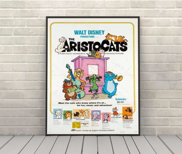 AristoCats Poster Aristocats Movie Poster Vintage Disney Poster Disney Movie Poster Attraction Poster Disney World Poster Disneyland Poster For Sale