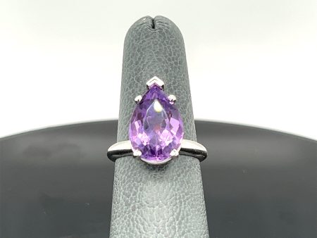 14k White Gold 6.45CT Natural Lavender Amethyst Ring Cheap