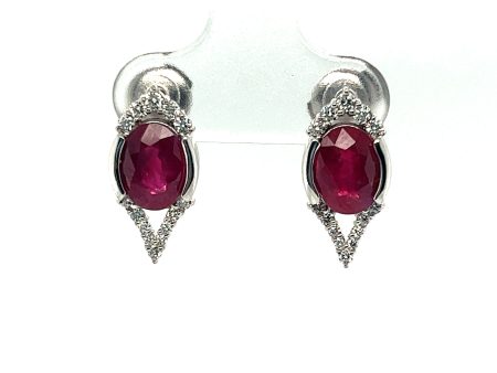 2.92 CTW RUBY AND DIAMOND EARRINGS Cheap