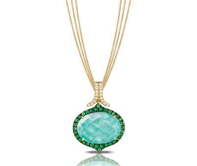 Doves Amazonite Diamond and Tsavorite Pendant 6232AZT Online Sale