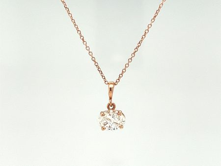 14k Rose Gold .90CTW Modern Diamond Solitaire Pendant For Cheap