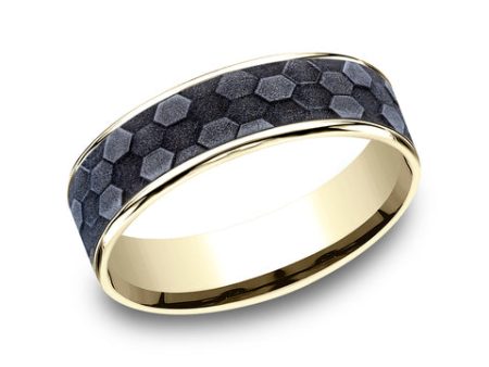 Benchmark 14k Yellow Gold and Tantalum 6.5mm Band CFT9465783GTA14KY10 Discount