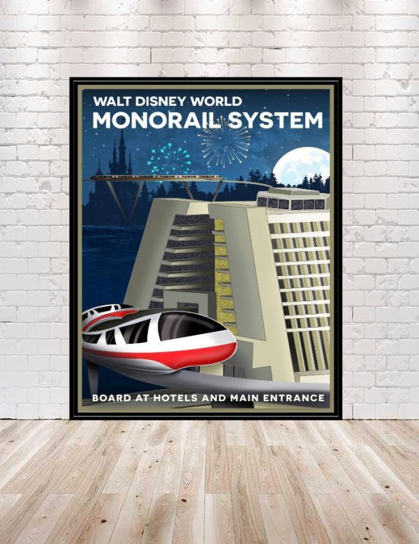 Monorail System Poster Monorail Attraction Poster Disney World poster Vintage Disney Poster Magic Kingdom Contemporary Disneyland Poster Online