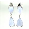 14K White Gold 30.88 CTW Chalcedony and Diamond Dangle Earrings For Sale