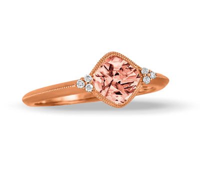 Doves 18k Rose Gold Morganite and Diamond Bridal Ring LB258MG Online Sale