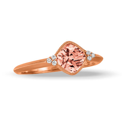 Doves 18k Rose Gold Morganite and Diamond Bridal Ring LB258MG Online Sale