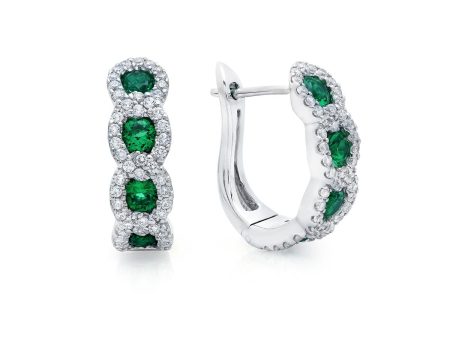 Fana Curb Link Emerald and Diamond Hoop Earrings Hot on Sale