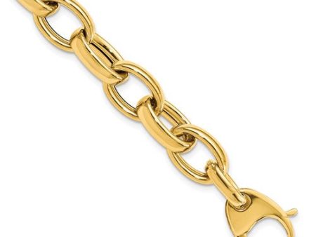 14k Yellow Gold Fancy Oval Link bracelet 8 inches LF884-8 For Sale