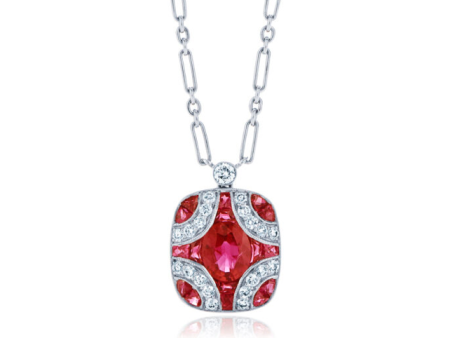 KWIAT Argyle Collection Ruby and Diamond Necklace N-28688R-0-DIARUB-18KW For Cheap