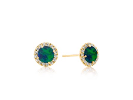 Yellow Gold Opal Stud Earrings Hot on Sale