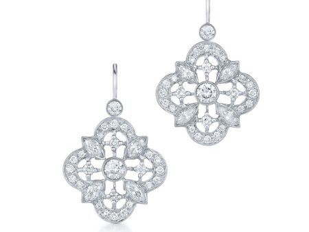 KWIAT Clover Collection Drop Earrings with Diamonds E-2040-0-DIA-18KW Discount