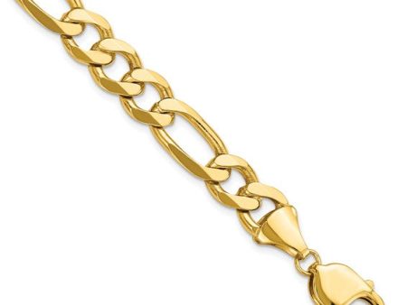 14k Yellow Gold Mens Flat Figaro 8 inches 1299-8 For Sale