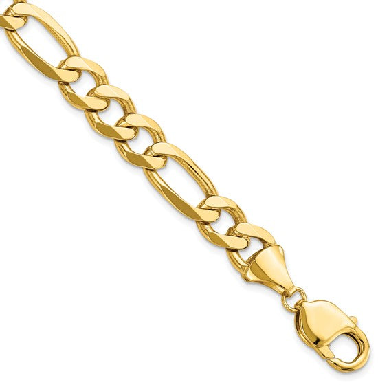 14k Yellow Gold Mens Flat Figaro 8 inches 1299-8 For Sale