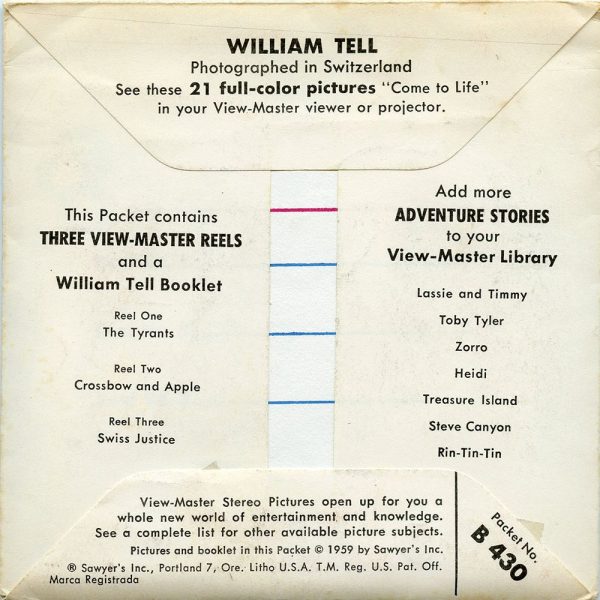 William Tell - View-Master 3 Reel Packet - 1950s - vintage - (ECO-B430-S5) on Sale