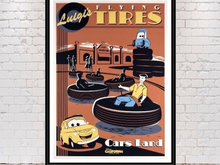 Luigi s Flying Tires Poster Disneyland Poster Radiator Springs Poster Vintage Disney Attraction Poster Cars Land California Adventure Poster Hot on Sale