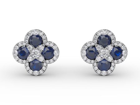 FANA Sapphire and Diamond Cluster Studs ER1643S on Sale