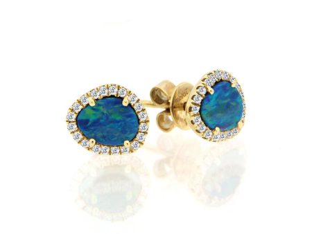 Yellow Gold Opal Stud Earrings Discount