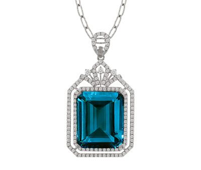 Doves London Blue Topaz and Diamond Pendant P10249LBT For Sale