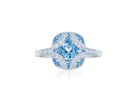 KWIAT Argyle Collection Aquamarine and Diamond Ring R-28115-0-AQUDIA-18KW Online Sale