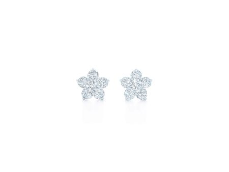 KWIAT Floral Stud Earrings with Diamonds E-15765-GROUP-18KW Online now