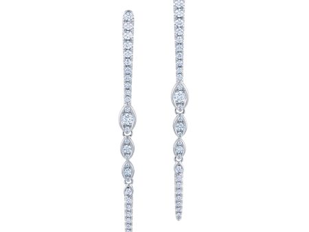 KWIAT Vine Collection Drop Earrings with Diamonds E-2518-0-DIA-18KW For Discount