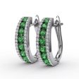 FANA Channel Set Emerald Fashion Hoops ER1348E For Discount