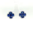 18K White Gold 2.69CTW Sapphire and Diamond Earrings Cheap