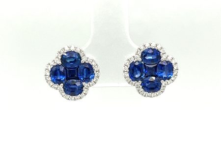 18K White Gold 2.69CTW Sapphire and Diamond Earrings Cheap