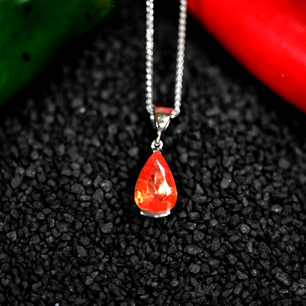 3.01CT Orange Sapphire Custom Pendant Online Hot Sale