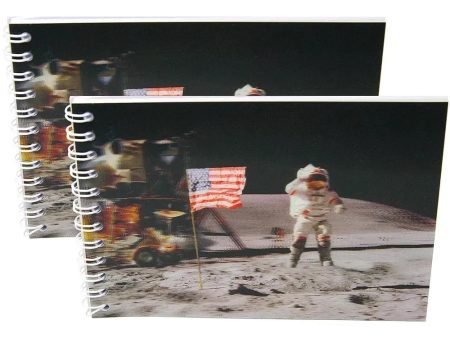 JUMPING ON THE MOON - Two (2) Notebooks with 3D Lenticular Covers - Unlined Pages - NEW Online Sale