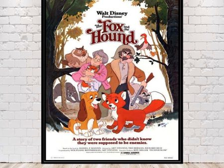 The Fox and the Hound Poster Disney Movie Poster Classic Disney World Posters Vintage Disneyland Poster Attraction Poster Wall Art Nursery For Discount