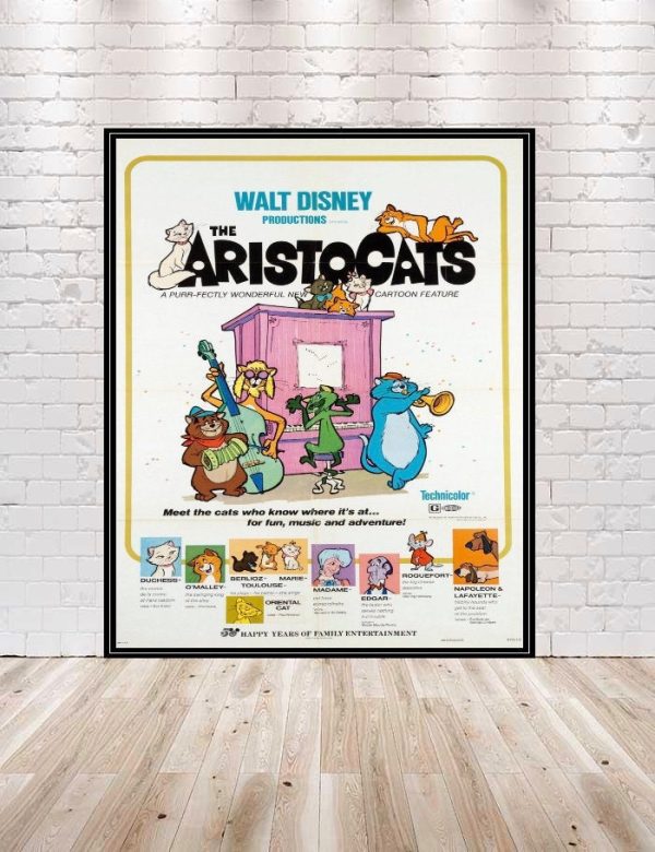 AristoCats Poster Aristocats Movie Poster Vintage Disney Poster Disney Movie Poster Attraction Poster Disney World Poster Disneyland Poster For Sale