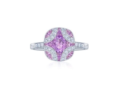 KWIAT Argyle Collection Amethyst and Diamond Ring R-28115-0-AMEDIA-18KW For Sale