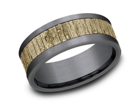 Benchmark 14k Yellow Gold and Tantalum 8mm Band CF978630GTA14KY10 Cheap