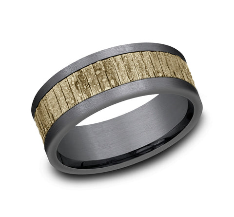 Benchmark 14k Yellow Gold and Tantalum 8mm Band CF978630GTA14KY10 Cheap