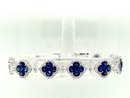 18K White Gold 11.10CTW Sapphire and Diamond Bracelet Discount