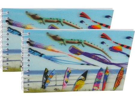 KITES - Two (2) Notebooks with 3D Lenticular Covers - Unlined Pages - NEW Discount