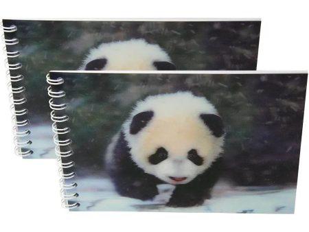 PANDA CUB - Two (2) Notebooks with 3D Lenticular Covers - Unlined Pages - NEW Supply