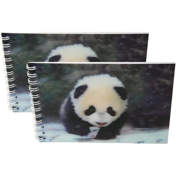 PANDA CUB - Two (2) Notebooks with 3D Lenticular Covers - Unlined Pages - NEW Supply